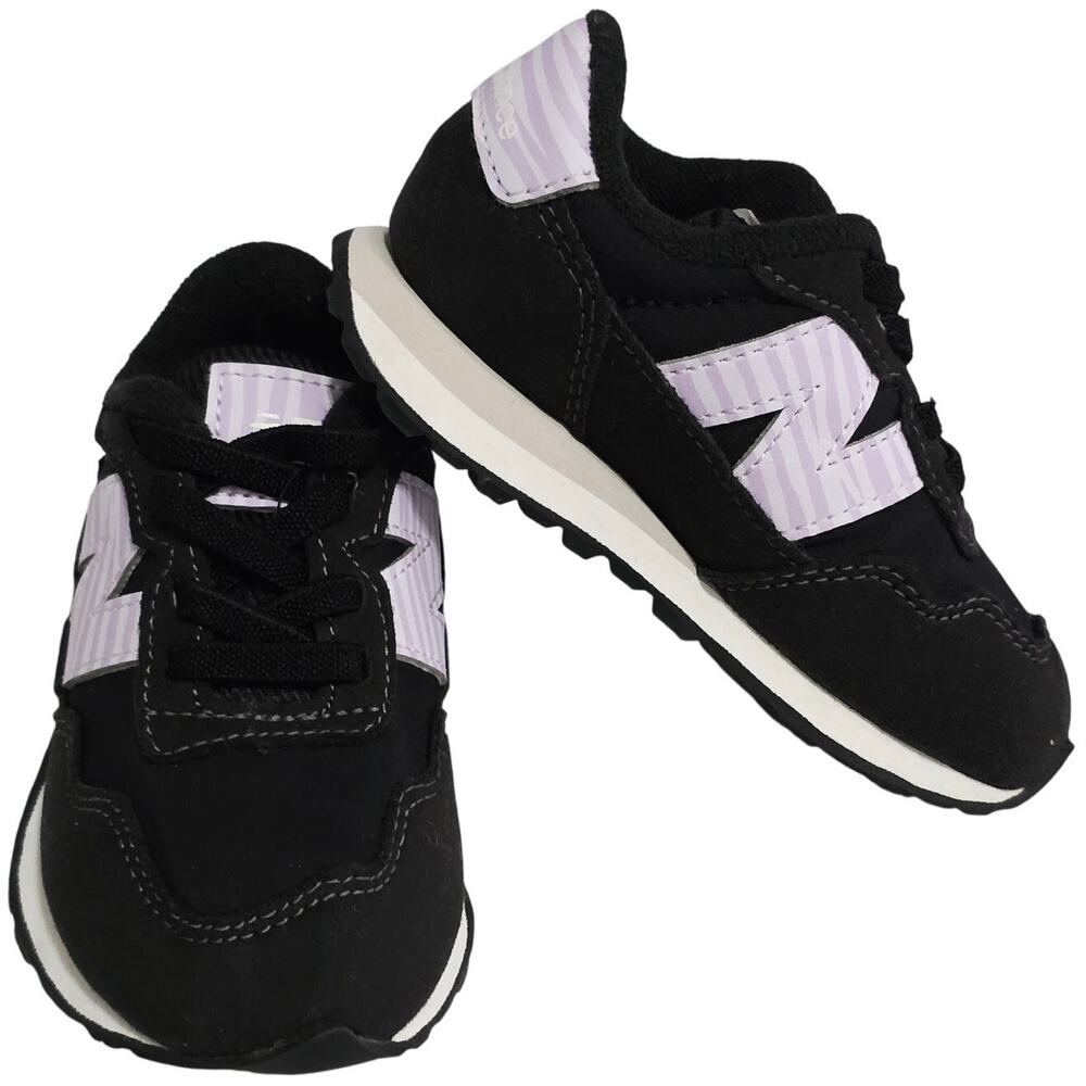 New Balance 237 in Black Lilac Glo Leather Slip on Sneaker Toddler Size 6.5